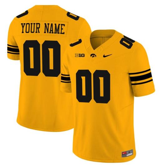 Men's Custom Iowa Hawkeyes Jersey Name and Number Vapor Limited Football Gold