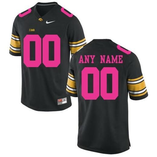 Men's Iowa Hawkeyes Jersey Football Custom NCAA Pink Black