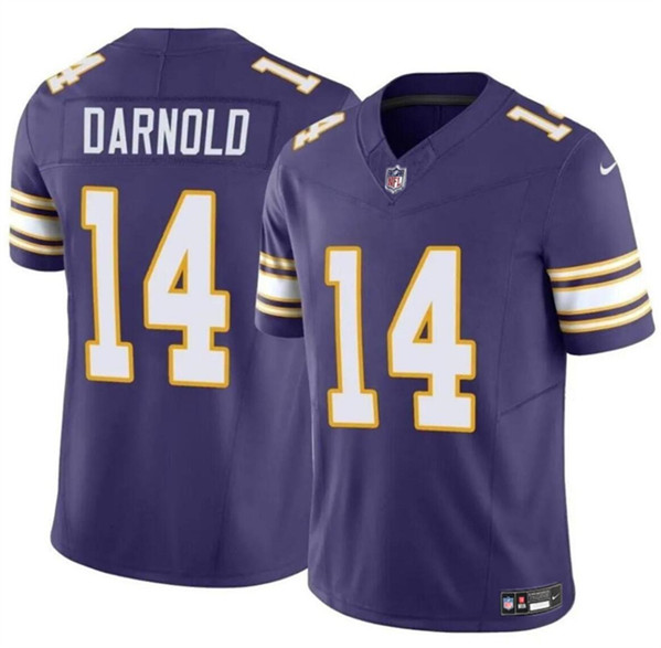 Men's Minnesota Vikings #14 Sam Darnold Purple 2024 F.U.S.E. Throwback Vapor Untouchable Limited Football Stitched Jersey