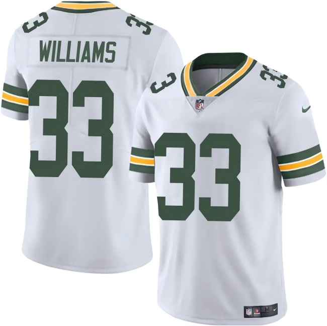 Men's Green Bay Packers #33 Evan Williams White Vapor Untouchable Limited Stitched Jersey