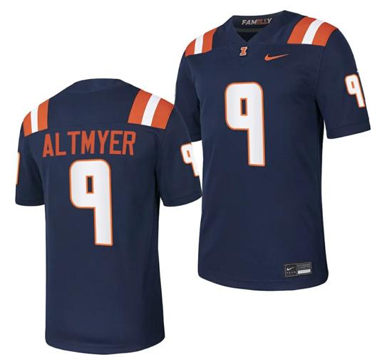 Men's Illinois Fighting Illini Luke Altmyer Jersey #9 College Football Stitched Navy 2023