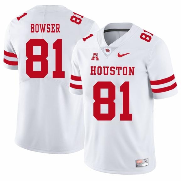 Men's Houston Cougars #81 Tyus Bowser College Football Jersey White