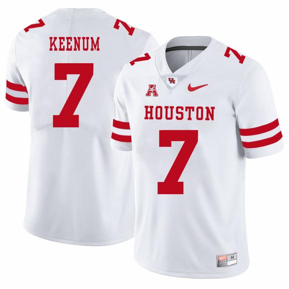 Men's Houston Cougars #7 Case Keenum College Football Jersey White