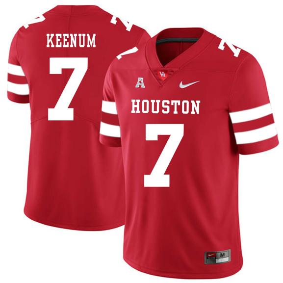 Men's Houston Cougars #7 Case Keenum College Football Jersey Red