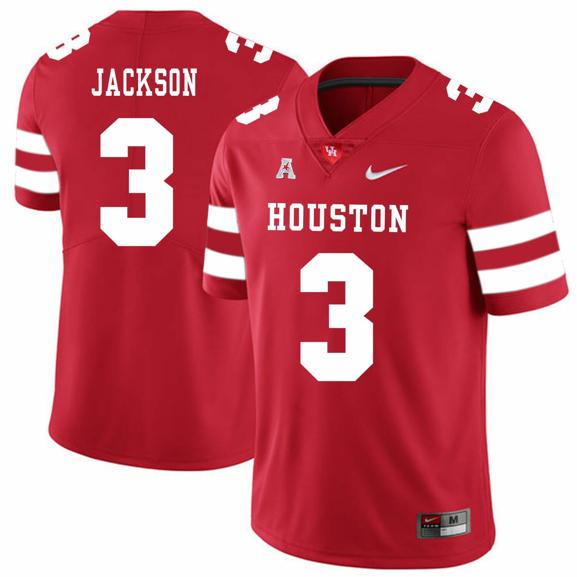 Men's Houston Cougars #3 William Jackson College Football Jersey Red