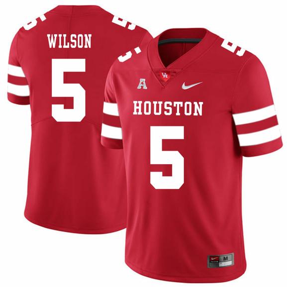 Men's Houston Cougars #5 Howard Wilson College Football Jersey Red