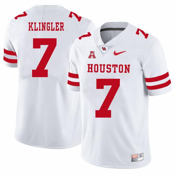 Men's Houston Cougars #7 David Klingler College Football Jersey White