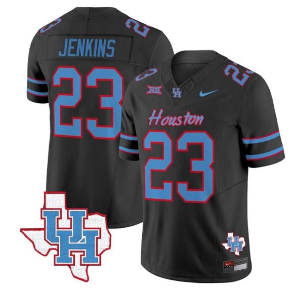 Men's Parker Jenkins Jersey #23 Houston Cougars Oilers Inspired Vapor College Football Limited Stitched Black