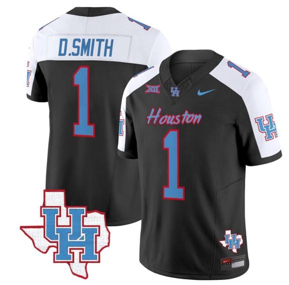 Men's Donovan Smith Jersey #1 Houston Cougars Oilers Inspired Vapor College Football Limited Stitched Black Alternate