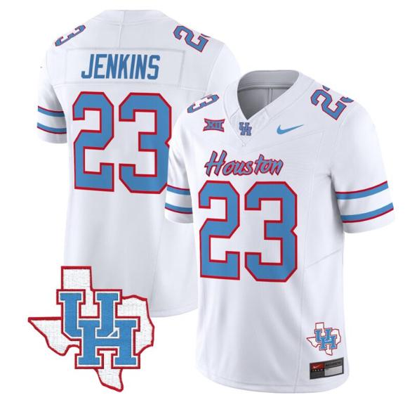 Men's Parker Jenkins Jersey #23 Houston Cougars Oilers Inspired Vapor College Football Limited Stitched White