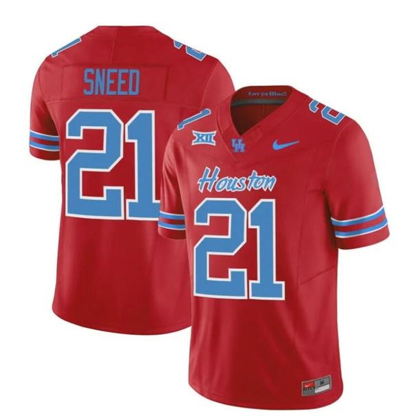 Men's Houston Cougars Oilers Stacy Sneed Jersey #21 Inspired Vapor College Football 2023 All Stitched Red