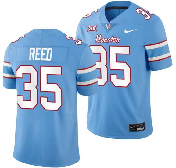 Men's Houston Cougars Oilers Themed #35 Maurice Reed Jersey NCAA Football Blue