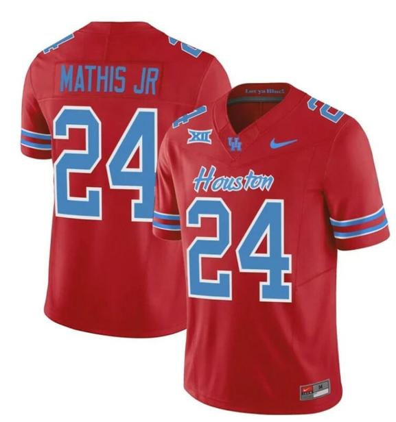 Men's Houston Cougars Oilers Tony Mathis Jr Jersey #24 Inspired Vapor College Football 2023 All Stitched Red