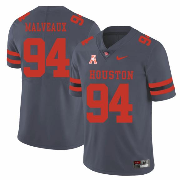 Men's Houston Cougars #94 Cameron Malveaux College Football Jersey Gray