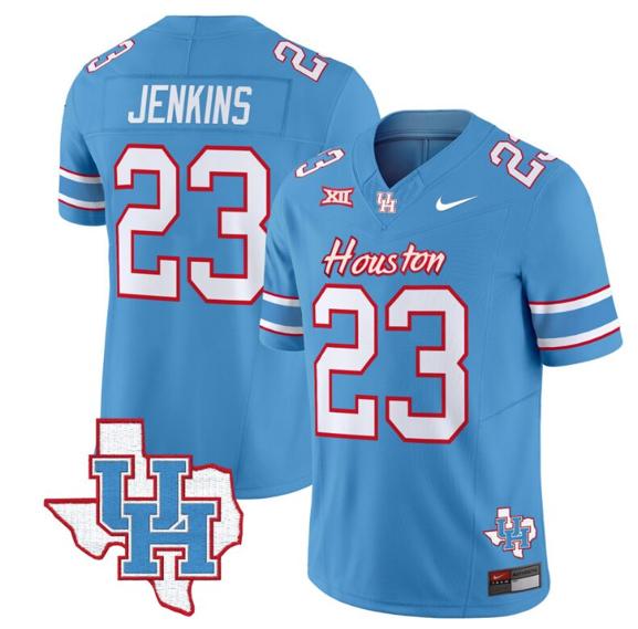 Men's Parker Jenkins Jersey #23 Houston Cougars Oilers Inspired Vapor College Football Limited Stitched Blue