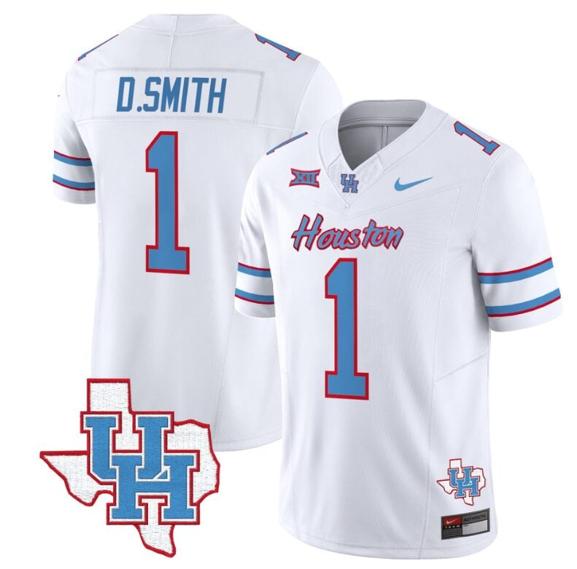 Men's Donovan Smith Jersey #1 Houston Cougars Oilers Inspired Vapor College Football Limited Stitched White