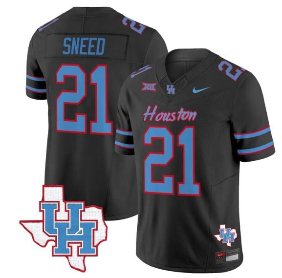 Men's Stacy Sneed Jersey #21 Houston Cougars Oilers Inspired Vapor College Football Limited Stitched Black