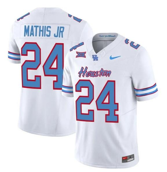 Men's Houston Cougars Oilers Tony Mathis Jr Jersey #24 Inspired Vapor College Football 2023 All Stitched White