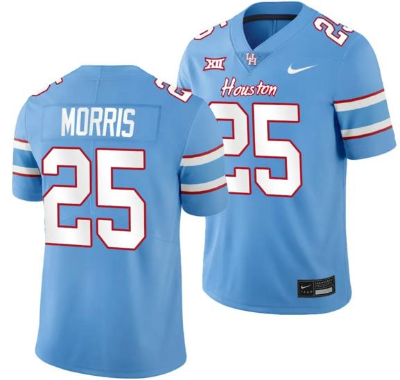 Men's Houston Cougars Oilers Themed #25 Jamal Morris Jersey NCAA Football  Blue