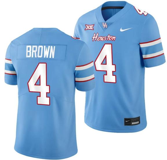 Men's Houston Cougars Oilers Themed #4 Samuel Brown Jersey NCAA Football Blue