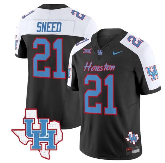 Men's Stacy Sneed Jersey #21 Houston Cougars Oilers Inspired Vapor College Football Limited Stitched Black Alternate