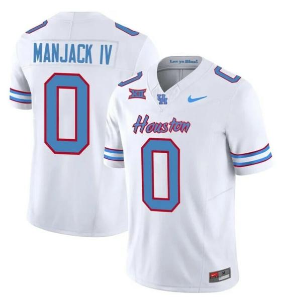 Men's Houston Cougars Oilers Manjack IV Jersey #0 Inspired Vapor College Football 2023 All Stitched White