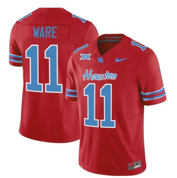 Men's Houston Cougars Oilers Andre Ware Jersey #11 Inspired Vapor College Football 2023 All Stitched Red