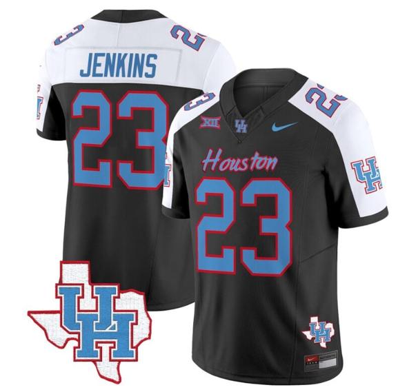 Men's Parker Jenkins Jersey #23 Houston Cougars Oilers Inspired Vapor College Football Limited Stitched Black Alternate