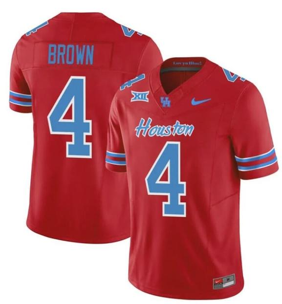 Men's Houston Cougars Oilers Samuel Brown Jersey #4 Inspired Vapor College Football 2023 All Stitched Red