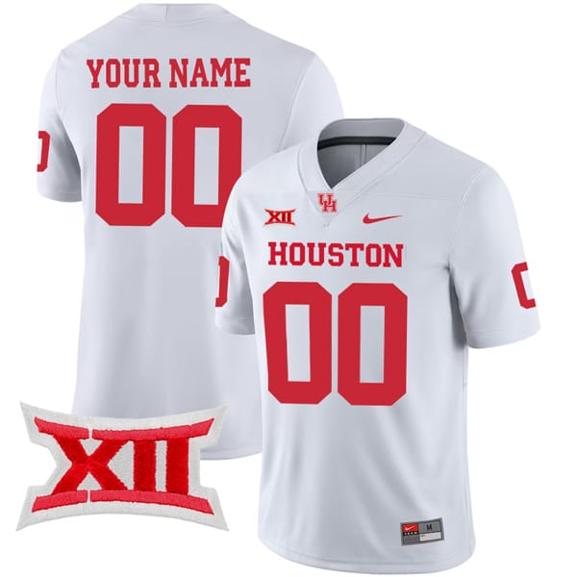 Men's Custom Houston Cougars Jersey Name and Number College Football White Game All Stitched