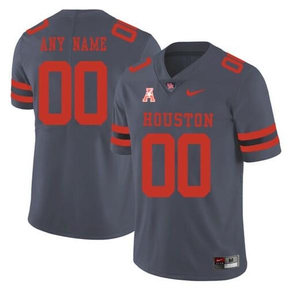 Men's Houston Cougars Custom Jersey Grey College Football