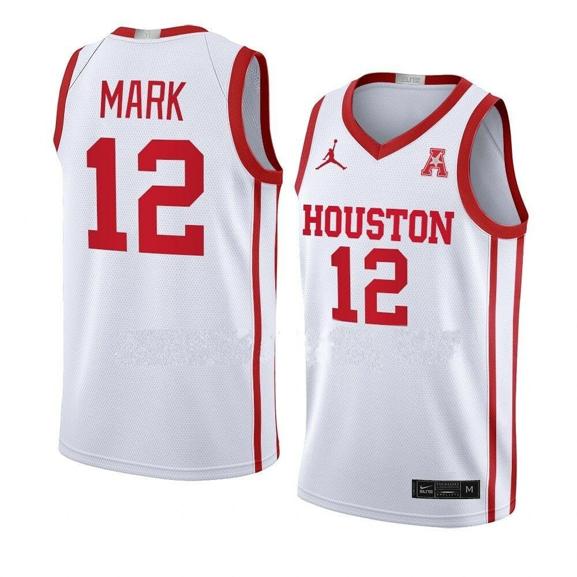 Men's #12 Tramon Mark Jersey Houston Cougars College Basketball White