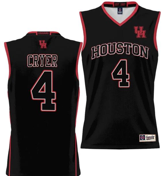 Men's LJ Cryer Jersey #4 Houston Cougars NIL College Basketball Lightweight Black