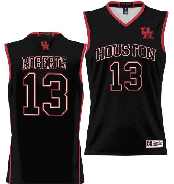 Men's J'Wan Roberts Jersey #13 Houston Cougars NIL College Basketball Lightweight Black