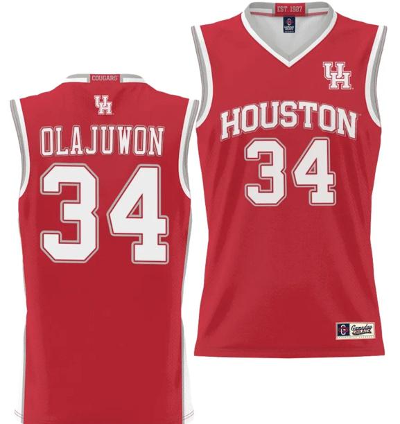 Men's Hakeem Olajuwon Jersey #34 Houston Cougars NIL College Basketball Lightweight Red