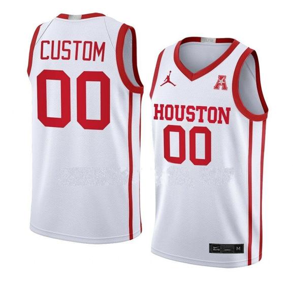 Men's Custom Houston Cougars Jersey Basketball College Name and Number White