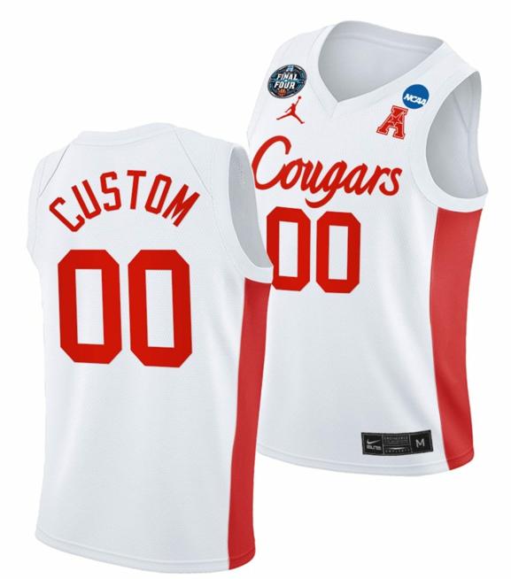 Men's Custom Houston Cougars Jersey Name and Number College Basketball March Madness Final Four White Classic