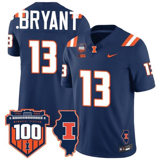 Men's Pat Bryant Jersey #13 Illinois Fighting Vapor Limited College Football Stitched Navy