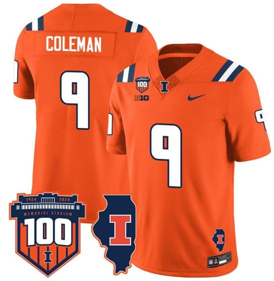 Men's Seth Coleman Jersey #9 Illinois Fighting Vapor Limited College Football Stitched Orange