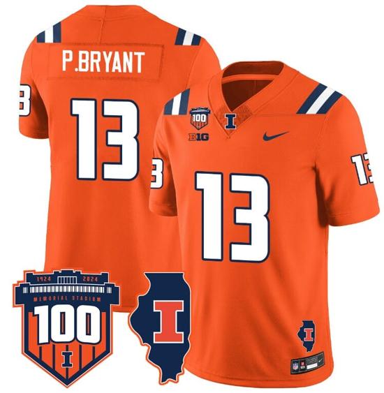 Men's Pat Bryant Jersey #13 Illinois Fighting Vapor Limited College Football Stitched Orange