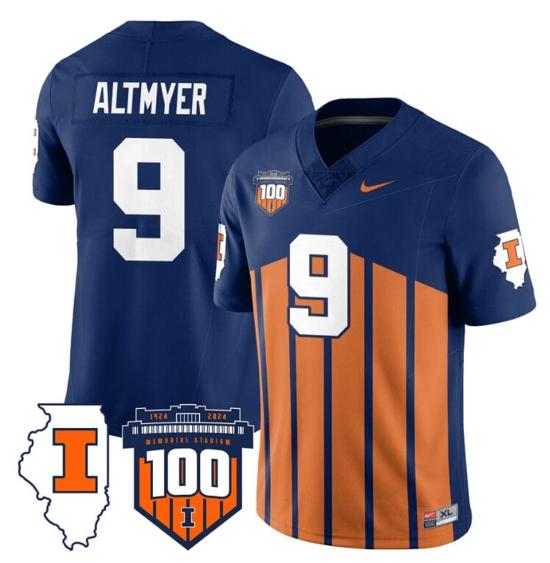 Men's Luke Altmyer Jersey #9 Illinois Fighting Vapor Limited College Football Stitched Throwback