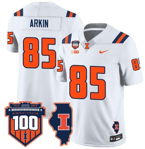 Men's Tanner Arkin Jersey #85 Illinois Fighting Vapor Limited College Football Stitched White