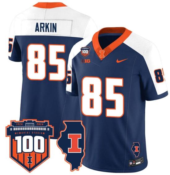 Men's Tanner Arkin Jersey #85 Illinois Fighting Vapor Limited College Football Stitched Navy Alternate