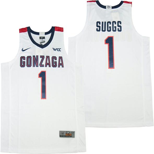 Men's Gonzaga Bulldogs #1 Jalen Suggs NCAA Basketball Jersey White