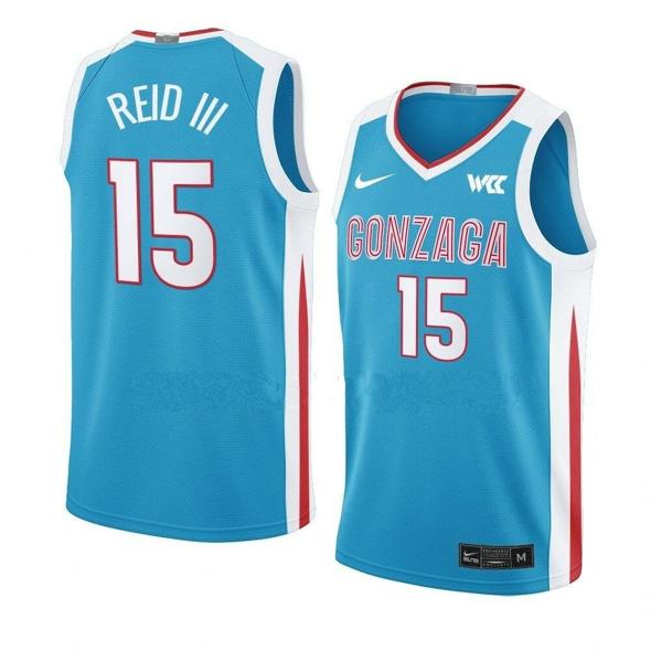 Men's #15 Efton Reid III Gonzaga Bulldogs College Basketball Jerseys Blue