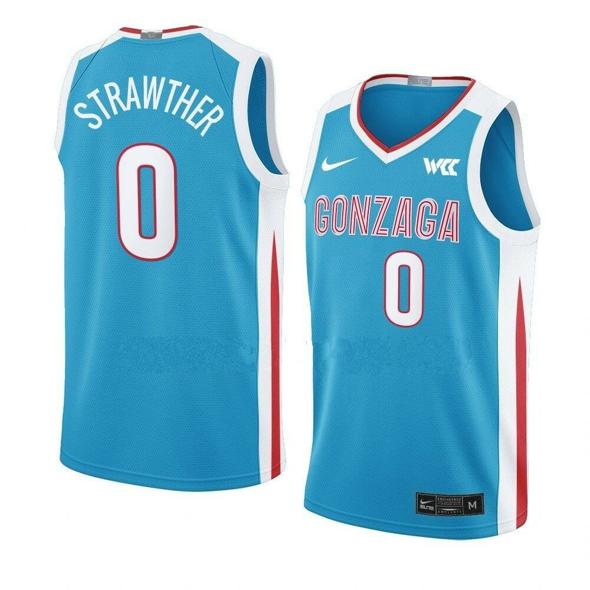 Men's #0 Julian Strawther Gonzaga Bulldogs College Basketball Jerseys Blue