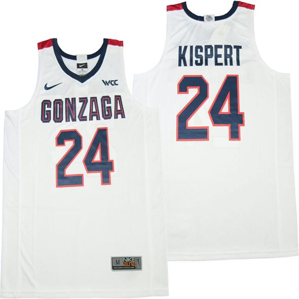 Men's Gonzaga Bulldogs #24 Corey Kispert NCAA Basketball Jersey White