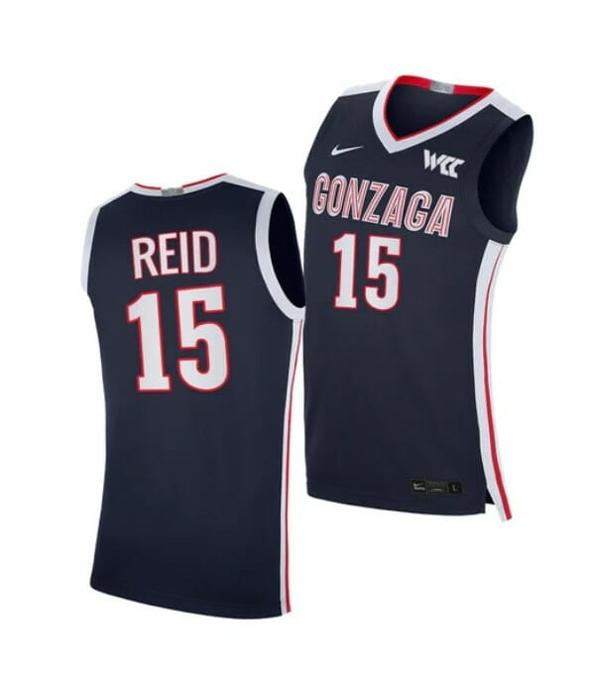 Men's #15 Efton Reid III Gonzaga Bulldogs College Basketball Jerseys Navy