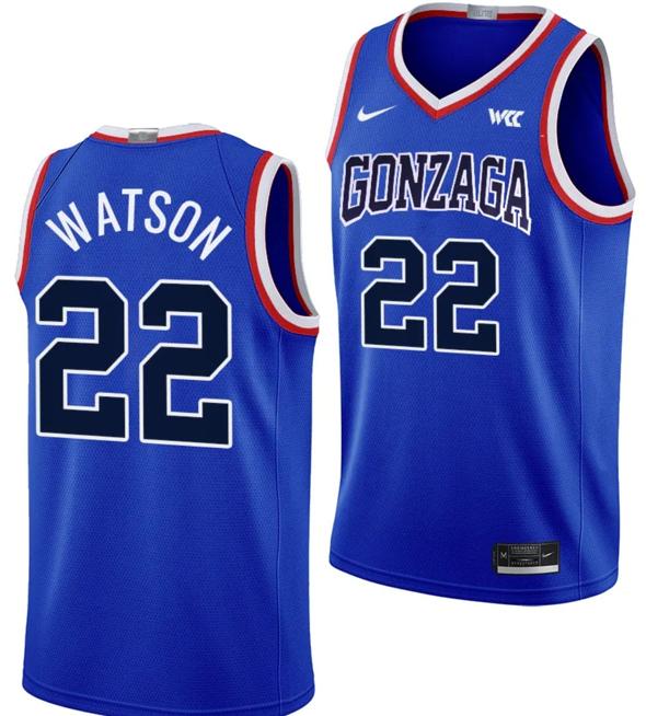 Men's Anton Watson Jersey #22 Gonzaga Bulldogs Throwback Basketball uniform 2023-24 Blue