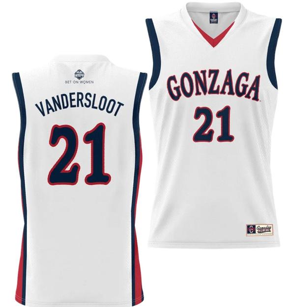 Men's Courtney Vandersloot Jersey #21 Gonzaga Bulldogs NIL College Basketball Lightweight White